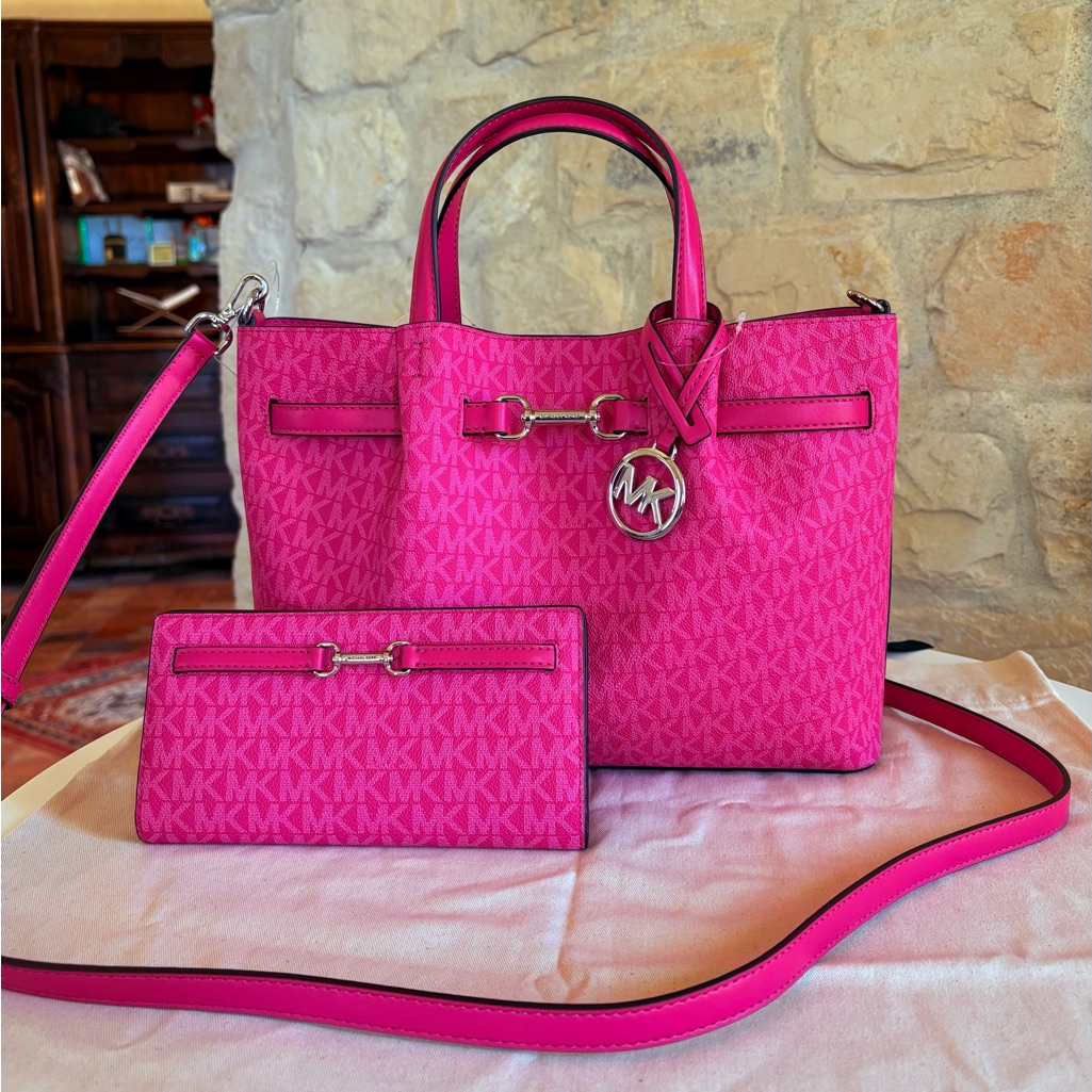 Michael Kors Fuchsia Tote And Wallet Set